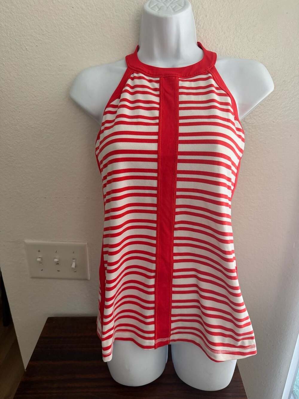 Lululemon Hip To Be Zen Halter Tank Top Red White Stripe Athletic